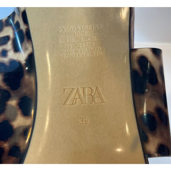 Zara Leopard Print Vinyl Heeled Mules EU 39 US 8.5 Chic & Trendy NWT Stylish Wom - Picture 11 of 16